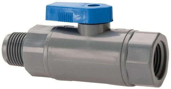 Specialty Mfr - 3/8" Pipe, PVC Standard Ball Valve - Inline - One Way Flow, MNPT x FNPT Ends, Wedge Handle, 125 WOG - Industrial Tool & Supply