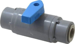 Specialty Mfr - 3/8" Pipe, PVC Standard Ball Valve - Inline - One Way Flow, Push-to-Connect x Push-to-Connect Ends, Wedge Handle, 125 WOG - Industrial Tool & Supply