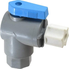 Specialty Mfr - 1/4" Pipe, PVC Standard Ball Valve - Right Angle, FNPT x Compression Ends, Wedge Handle, 125 WOG - Industrial Tool & Supply