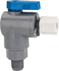 Specialty Mfr - 1/4" Pipe, PVC Standard Ball Valve - Right Angle, MNPT x Compression Ends, Wedge Handle, 125 WOG - Industrial Tool & Supply