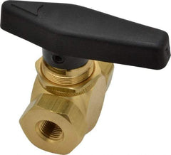 Specialty Mfr - 1/8" Pipe, Brass Standard Ball Valve - Inline - Two Way Flow, FNPT x FNPT Ends, Wedge Handle, 500 WOG - Industrial Tool & Supply