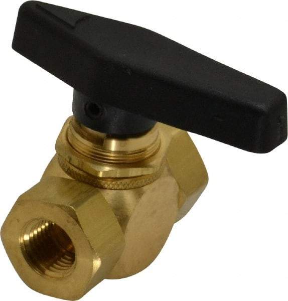 Specialty Mfr - 1/4" Pipe, Brass Standard Ball Valve - Inline - Two Way Flow, FNPT x FNPT Ends, Wedge Handle, 500 WOG - Industrial Tool & Supply
