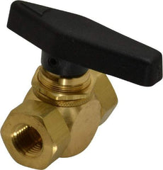 Specialty Mfr - 1/4" Pipe, Brass Standard Ball Valve - Inline - Two Way Flow, FNPT x FNPT Ends, Wedge Handle, 500 WOG - Industrial Tool & Supply
