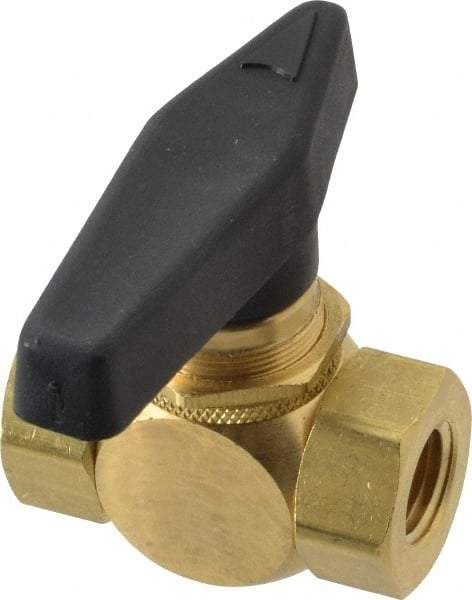 Specialty Mfr - 1/4" Pipe, Brass Standard Ball Valve - Inline - Two Way Flow, FNPT x FNPT Ends, Wedge Handle, 500 WOG - Industrial Tool & Supply