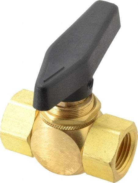 Specialty Mfr - 3/8" Pipe, Brass Standard Ball Valve - Inline - Two Way Flow, FNPT x FNPT Ends, Wedge Handle, 500 WOG - Industrial Tool & Supply