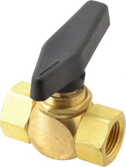 Specialty Mfr - 3/8" Pipe, Brass Standard Ball Valve - Inline - Two Way Flow, FNPT x FNPT Ends, Wedge Handle, 500 WOG - Industrial Tool & Supply