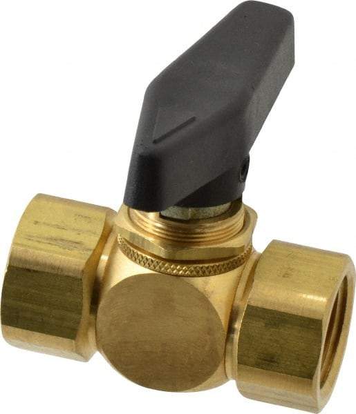 Specialty Mfr - 1/2" Pipe, Brass Standard Ball Valve - Inline - Two Way Flow, FNPT x FNPT Ends, Wedge Handle, 500 WOG - Industrial Tool & Supply