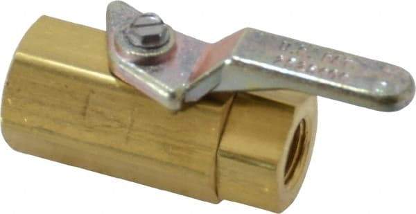 Specialty Mfr - 1/8" Pipe, Brass Standard Ball Valve - Inline - Two Way Flow, FNPT x FNPT Ends, Lever Handle, 500 WOG - Industrial Tool & Supply