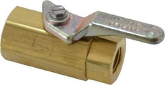 Specialty Mfr - 1/8" Pipe, Brass Standard Ball Valve - Inline - Two Way Flow, FNPT x FNPT Ends, Lever Handle, 500 WOG - Industrial Tool & Supply