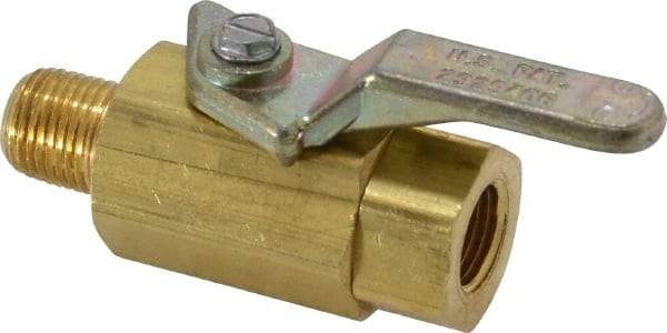 Specialty Mfr - 1/8" Pipe, Brass Standard Ball Valve - Inline - Two Way Flow, MNPT x FNPT Ends, Lever Handle, 500 WOG - Industrial Tool & Supply