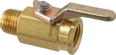 Specialty Mfr - 1/4" Pipe, Brass Standard Ball Valve - Inline - One Way Flow, MNPT x FNPT Ends, Lever Handle, 500 WOG - Industrial Tool & Supply