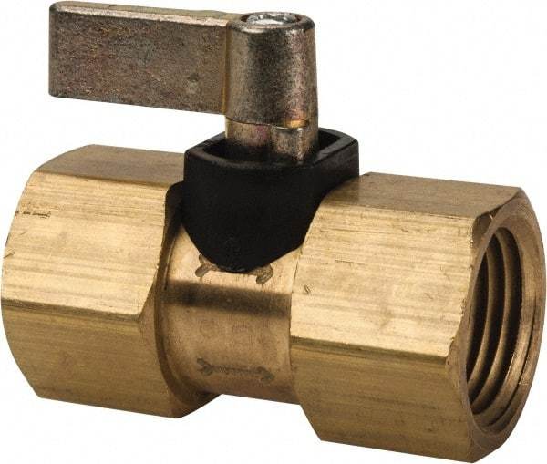 Specialty Mfr - 1/2" Pipe, Brass Standard Ball Valve - Inline - One Way Flow, FNPT x FNPT Ends, Lever Handle, 500 WOG - Industrial Tool & Supply