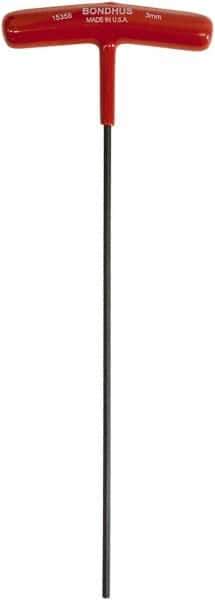 Bondhus - 3mm Hex, T-Handle Cushion Grip, Hex Key - 229mm OAL, Metric System of Measurement - Industrial Tool & Supply