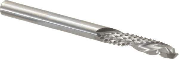 Onsrud - 1/4" Cut Diam, 1/4" Shank Diam, Cylinder Head Double Cut Burr - Carbide, Flat End, 1" LOC, 3" OAL - Industrial Tool & Supply
