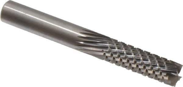 Onsrud - 3/8" Cut Diam, 3/8" Shank Diam, Cylinder Head Fluted Cut Burr - Carbide, Flat End, 1-1/8" LOC, 3-1/2" OAL - Industrial Tool & Supply