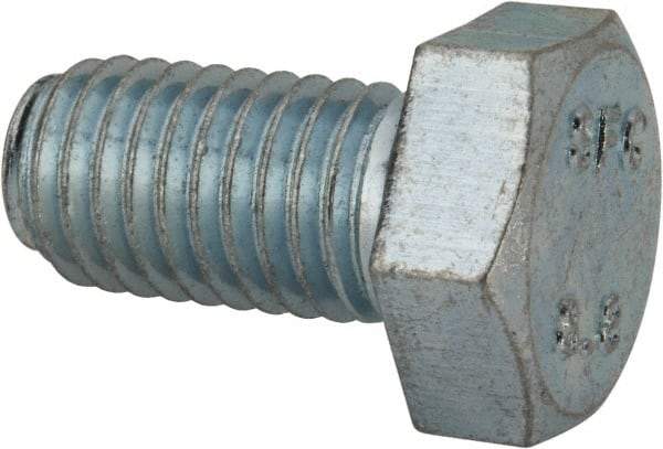 Value Collection - M12x1.75mm Metric Coarse, 22mm Length Under Head Hex Head Cap Screw - Fully Threaded, Grade 8.8 Steel, Zinc-Plated Finish, 19mm Hex - Industrial Tool & Supply
