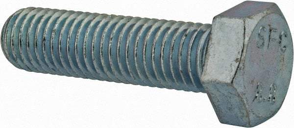 Value Collection - M12x1.75mm Metric Coarse, 45mm Length Under Head Hex Head Cap Screw - Fully Threaded, Grade 8.8 Steel, Zinc-Plated Finish, 19mm Hex - Industrial Tool & Supply