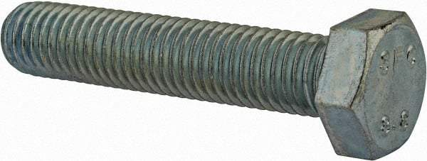 Value Collection - M12x1.75mm Metric Coarse, 60mm Length Under Head Hex Head Cap Screw - Fully Threaded, Grade 8.8 Steel, Zinc-Plated Finish, 19mm Hex - Industrial Tool & Supply
