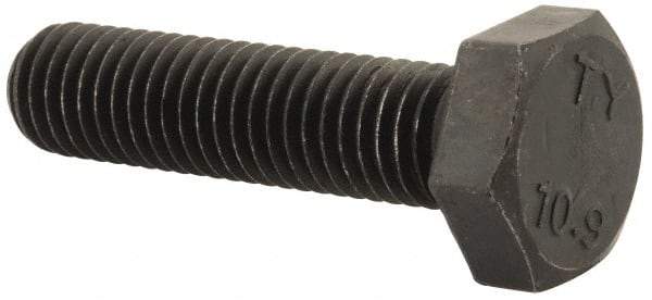 Value Collection - M10x1.50mm Metric Coarse, 40mm Length Under Head Hex Head Cap Screw - Fully Threaded, Grade 10.9 Steel, Uncoated, 17mm Hex - Industrial Tool & Supply