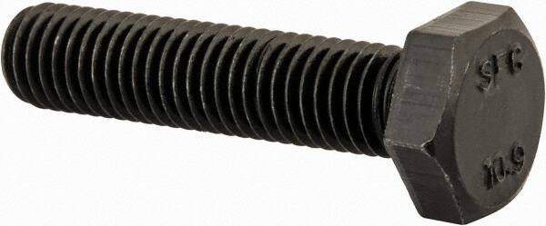 Value Collection - M10x1.50mm Metric Coarse, 45mm Length Under Head Hex Head Cap Screw - Fully Threaded, Grade 10.9 Steel, Uncoated, 17mm Hex - Industrial Tool & Supply
