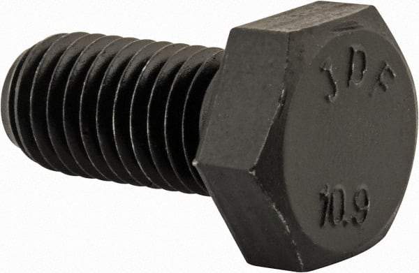 Value Collection - M12x1.75mm Metric Coarse, 25mm Length Under Head Hex Head Cap Screw - Fully Threaded, Grade 10.9 Steel, Uncoated, 19mm Hex - Industrial Tool & Supply