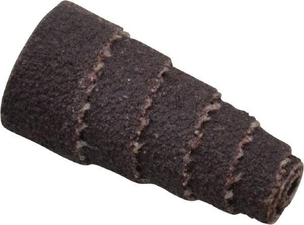 Merit Abrasives - 1" Long x 1/2" Diam, Aluminum Oxide, Full Taper Cartridge Roll - 80 Grit, 1/8" Pilot Hole Diam, Medium Grade - Industrial Tool & Supply