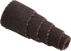 Merit Abrasives - 1" Long x 3/8" Diam, Aluminum Oxide, Full Taper Cartridge Roll - 120 Grit, 1/8" Pilot Hole Diam, Fine Grade - Industrial Tool & Supply