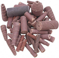 Merit Abrasives - 5/8" Max Roll Diam x 2" OAL, 80 Grit Aluminum Oxide Straight Cartridge Roll - 3/16" Pilot Hole Diam, Medium Grade - Industrial Tool & Supply