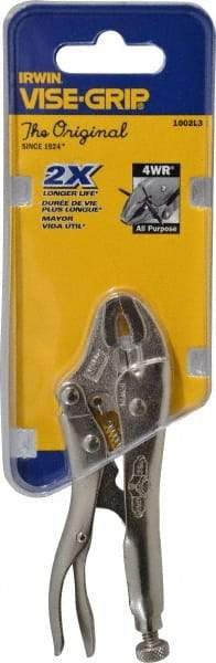 Irwin - 4" OAL Curved Jaw Locking Pliers - 15/16" Jaw Opening - Industrial Tool & Supply