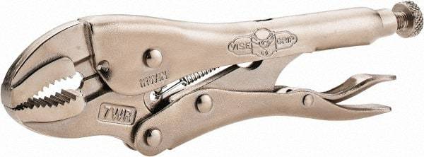 Irwin - 7" OAL Curved Jaw Locking Pliers - 1-5/8" Jaw Opening, Standard Handle - Industrial Tool & Supply