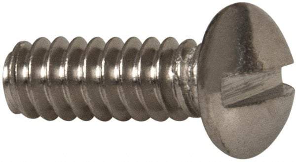 Value Collection - #6-32 UNC, 3/8" Length Under Head Slotted Drive Machine Screw - Round Head, Grade 316 Stainless Steel, Uncoated, Without Washer - Industrial Tool & Supply