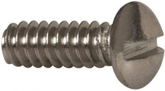 Value Collection - #6-32 UNC, 3/8" Length Under Head Slotted Drive Machine Screw - Round Head, Grade 316 Stainless Steel, Uncoated, Without Washer - Industrial Tool & Supply