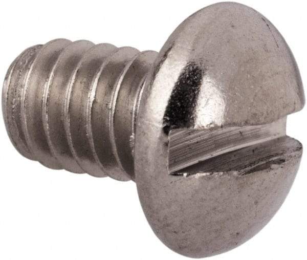 Value Collection - #8-32 UNC, 1/4" Length Under Head Slotted Drive Machine Screw - Round Head, Grade 316 Stainless Steel, Uncoated, Without Washer - Industrial Tool & Supply