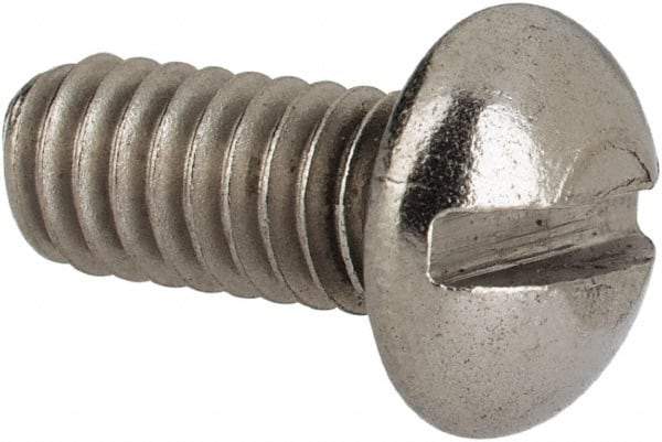 Value Collection - #8-32 UNC, 3/8" Length Under Head Slotted Drive Machine Screw - Round Head, Grade 316 Stainless Steel, Uncoated, Without Washer - Industrial Tool & Supply