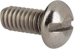 Value Collection - #8-32 UNC, 3/8" Length Under Head Slotted Drive Machine Screw - Round Head, Grade 316 Stainless Steel, Uncoated, Without Washer - Industrial Tool & Supply