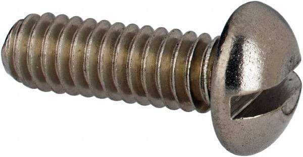 Value Collection - #8-32 UNC, 1/2" Length Under Head Slotted Drive Machine Screw - Round Head, Grade 316 Stainless Steel, Uncoated, Without Washer - Industrial Tool & Supply