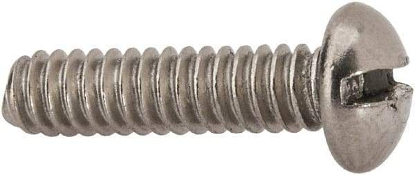 Value Collection - #10-24 UNC, 3/4" Length Under Head Slotted Drive Machine Screw - Round Head, Grade 316 Stainless Steel, Uncoated, Without Washer - Industrial Tool & Supply