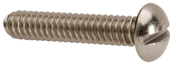 Value Collection - #10-24 UNC, 1" Length Under Head Slotted Drive Machine Screw - Round Head, Grade 316 Stainless Steel, Uncoated, Without Washer - Industrial Tool & Supply