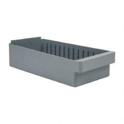 Quantum Storage - 28 Lb. Load Capacity, 17-5/8" Deep, Gray High-Impact Polystyrene Drawer Bin - 4-5/8" High x 8-3/8" Wide x 17-5/8" Long - Industrial Tool & Supply
