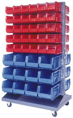 Quantum Storage - 500 Lb Capacity, 25" Deep x 36" Wide x 64" High, Steel Mobile Rack - 2 Sides, 208 Yellow Polyethylene/Polypropylene Bins - Industrial Tool & Supply