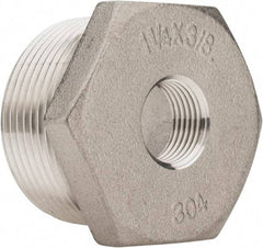 Merit Brass - 1-1/4 x 3/8" Grade 304 Stainless Steel Pipe Hex Bushing - MNPT x FNPT End Connections, 150 psi - Industrial Tool & Supply