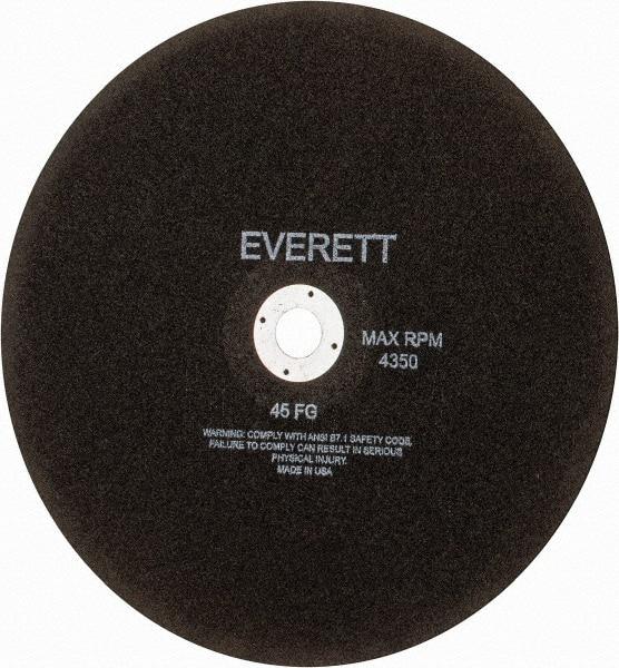 Everett - 14" Aluminum Oxide Cutoff Wheel - 1/8" Thick, 1" Arbor, Use with Gas Powered Saws - Industrial Tool & Supply