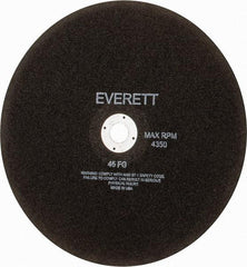 Everett - 14" Aluminum Oxide Cutoff Wheel - 1/8" Thick, 1" Arbor, Use with Gas Powered Saws - Industrial Tool & Supply
