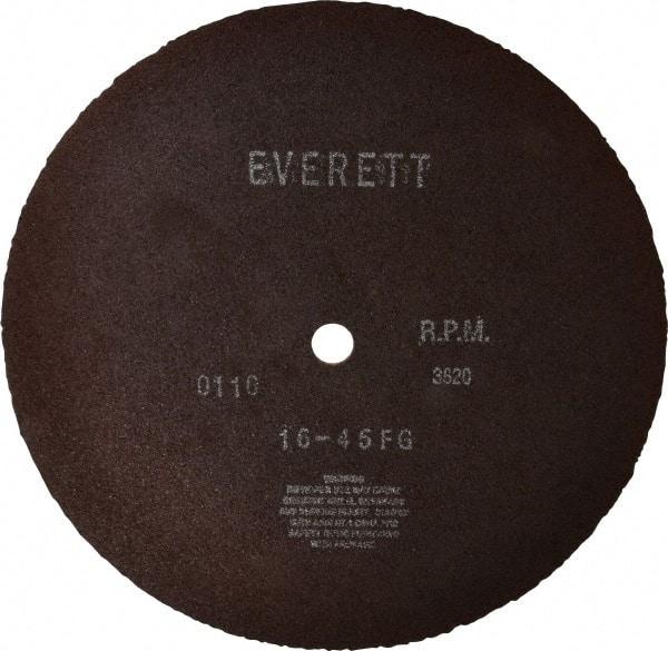 Everett - 16" Aluminum Oxide Cutoff Wheel - 5/32" Thick, 1" Arbor, Use with Gas Powered Saws - Industrial Tool & Supply