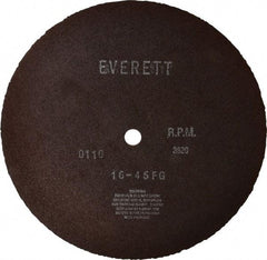 Everett - 16" Aluminum Oxide Cutoff Wheel - 5/32" Thick, 1" Arbor, Use with Gas Powered Saws - Industrial Tool & Supply
