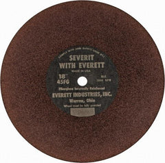 Everett - 18" Aluminum Oxide Cutoff Wheel - 3/16" Thick, 1" Arbor, Use with Gas Powered Saws - Industrial Tool & Supply