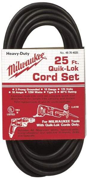 Milwaukee Tool - Power Drill Quik-Lok Cord Set - For All Magnum Drills - Industrial Tool & Supply