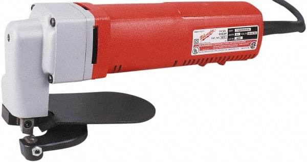 Milwaukee Tool - 4,000 SPM, 120 Volt, Angled Handle, Handheld Electric Shear - 16 Gauge (Steel) & 18 Gauge (Stainless Steel) Cutting Capacity - Industrial Tool & Supply