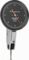 TESA Brown & Sharpe - 0.008 Inch Range, 0 Inch Dial Graduation, Horizontal Dial Test Indicator - 1-1/2 Inch Black Dial, 0-4-0 Dial Reading - Industrial Tool & Supply