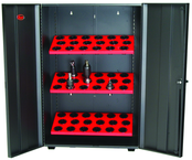 Wall Tree Locker - Hold 18 Pcs. 40 Taper - Textured Black with Red Shelves - Industrial Tool & Supply